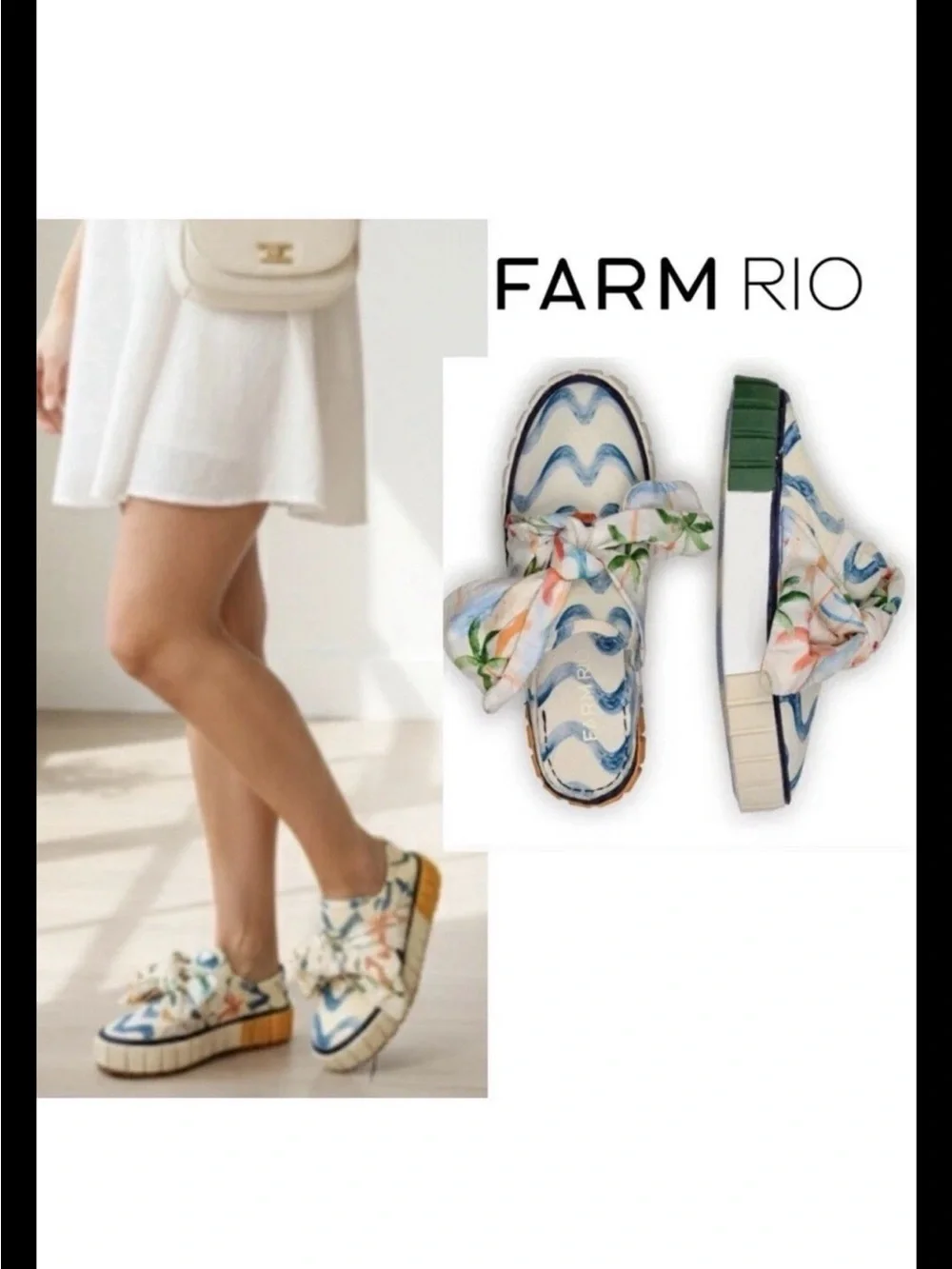 Farm Rio Copacabana Mule Sneaker Size 9.5 Floral, Eclectic , Boho, Artist